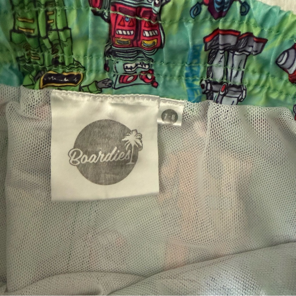 Boys Boardies Colorful Robot Print Swim Shorts 7-8 - Picture 3 of 5